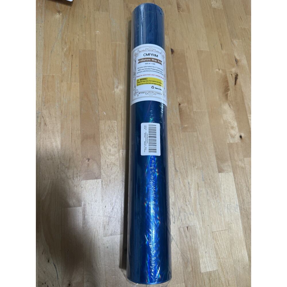 Iridescent Blue Cellophane Wrap Roll I 34 In Wide X 100 Ft Long No Toxic
